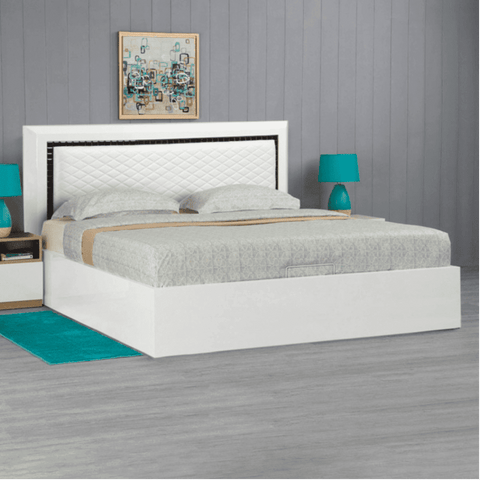 Helen PU Polish Bed in White Color - Nice Maple