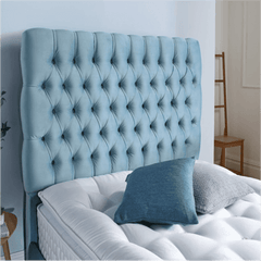 Unicorn Straight Quilted Bed With Storage in Blue Suede - Nice Maple