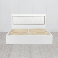 Helen PU Polish Bed in White Color - Nice Maple