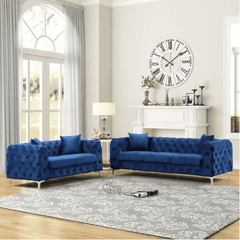 Dollo Chesterfield Suede Tufted Sofa Set - Nice Maple