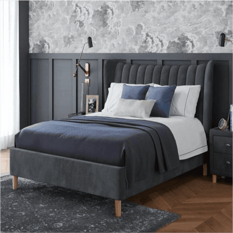 Knox Upholstered Bed in Suede - Nice Maple