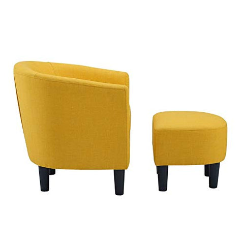 Woodster Langley Single Seater Accent Chair with Footstool Ottoman in Yellow - Nice Maple
