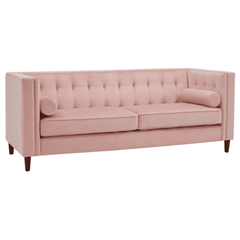 Brew Pink Suede Sofa or Loveseat with Pillows - Nice Maple