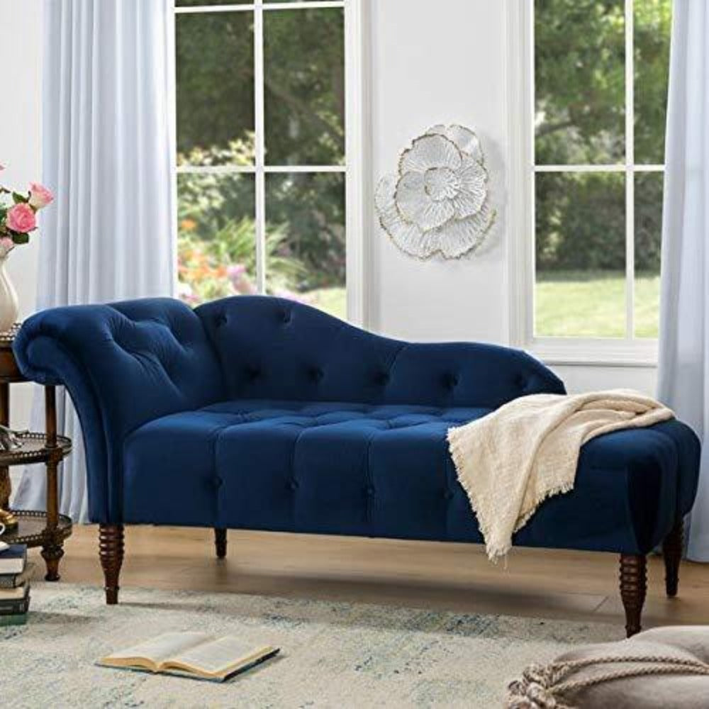 Elle Chesterfield Suede Lounger in Blue Color - Nice Maple
