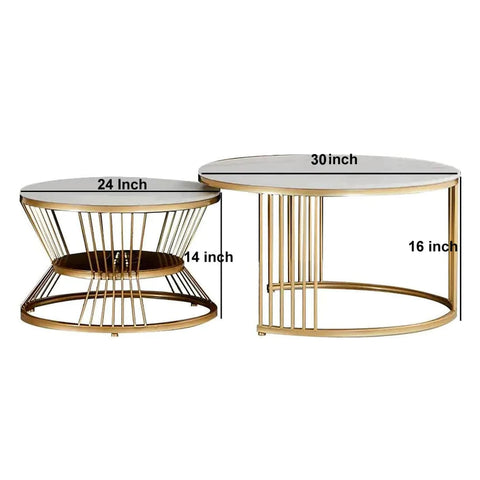 Hexa Golden Nesting Table Set of Two - Center Table