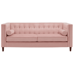 Brew Pink Suede Sofa or Loveseat with Pillows - Nice Maple