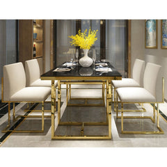 London Luxury Dining Table in Suede