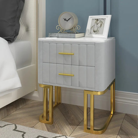 Gello Side Table in 2 Drawers in SS Frame