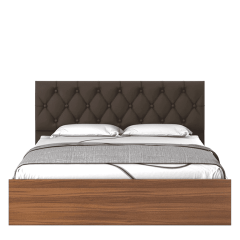 Quilt Plus Upholstered Bed with Storage in Brown Finish - Nice Maple