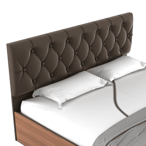 Quilt Plus Upholstered Bed with Storage in Brown Finish - Nice Maple