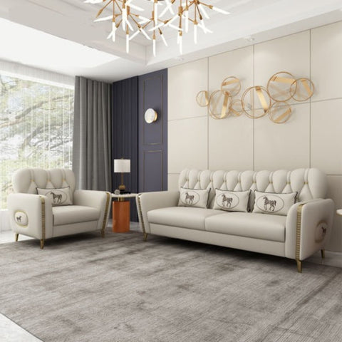 Asian Preimum Straight Line Chesterfield Sofa Set in Leatherette