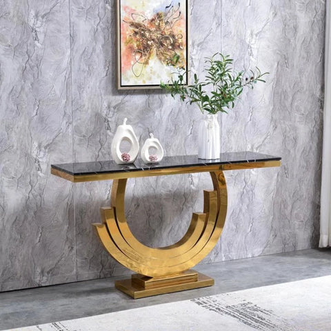 Classic Golden Console Table - Stainless Steel - Nice Maple