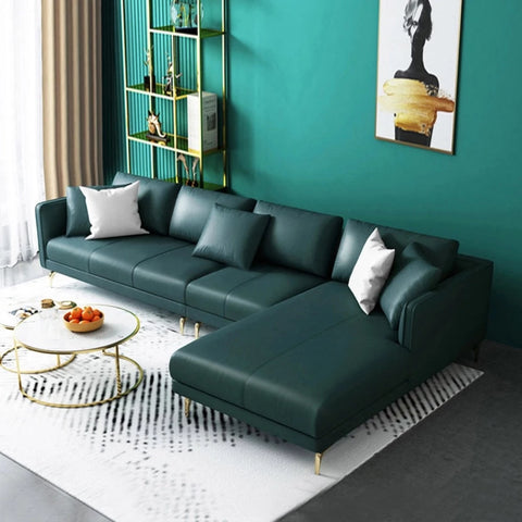 Pluto Luxury Modern Leatherette Sofa Set in Green - Nice Maple