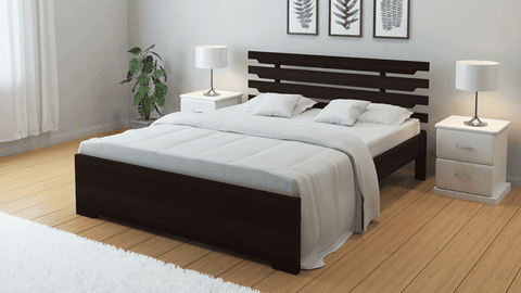 Alpha Wooden Bed without Storage in Walnut Finish - Nice Maple