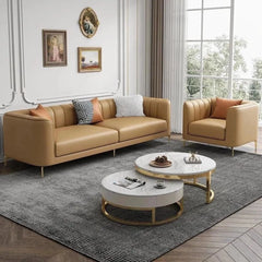 Flex Luxury Straight Line Sofa Set in Leatherette - Nice Maple