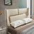 Romeo Upholstered Bed In Beige Leatherette - Nice Maple