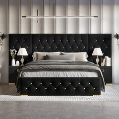 Casper Luxury Upholstered Bed With Side Tables in Leatherette