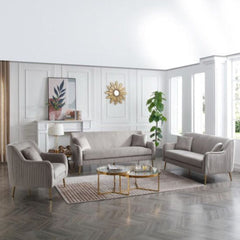 Tesla Straight Line Sofa Set in Grey - Nice Maple