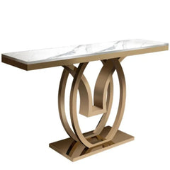 Oval Golden Console Table - Stainless Steel - Nice Maple