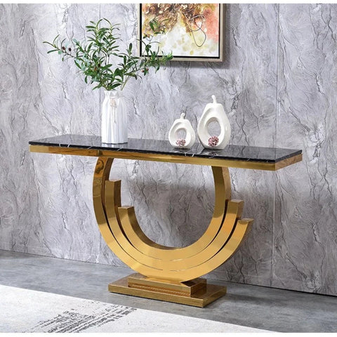 Classic Golden Console Table - Stainless Steel - Nice Maple