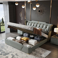 Mastro Luxury Upholstered Luxury Bed With Hydraulic Storage in Suede