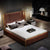Matrix Upholstered Luxury Bed With Storage in Leatherette - Nice Maple