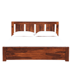 Honey Solid Wood King Size Bed with Storage in Honey Oak Finish - Nice Maple